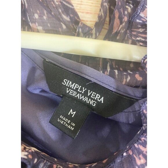 Simply Vera Vera Wang Women's Purple Floral Chiffon Maxi Dress - Medium - Picture 9 of 13